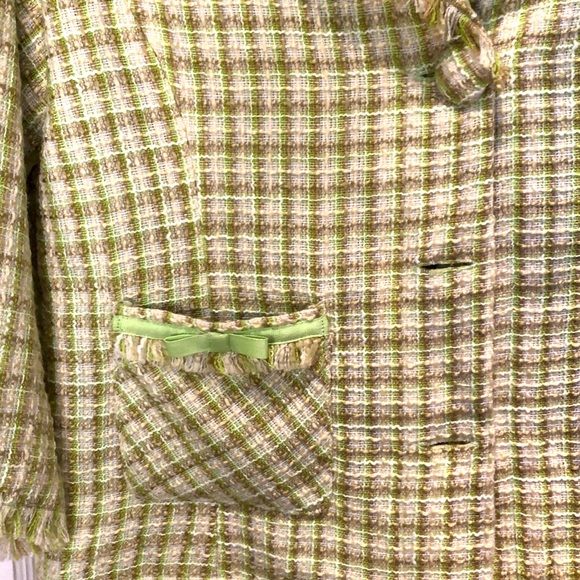 Green tweed plaid preppy blazer bows chanel legally blonde vintage 90s y2k - Picture 2 of 8